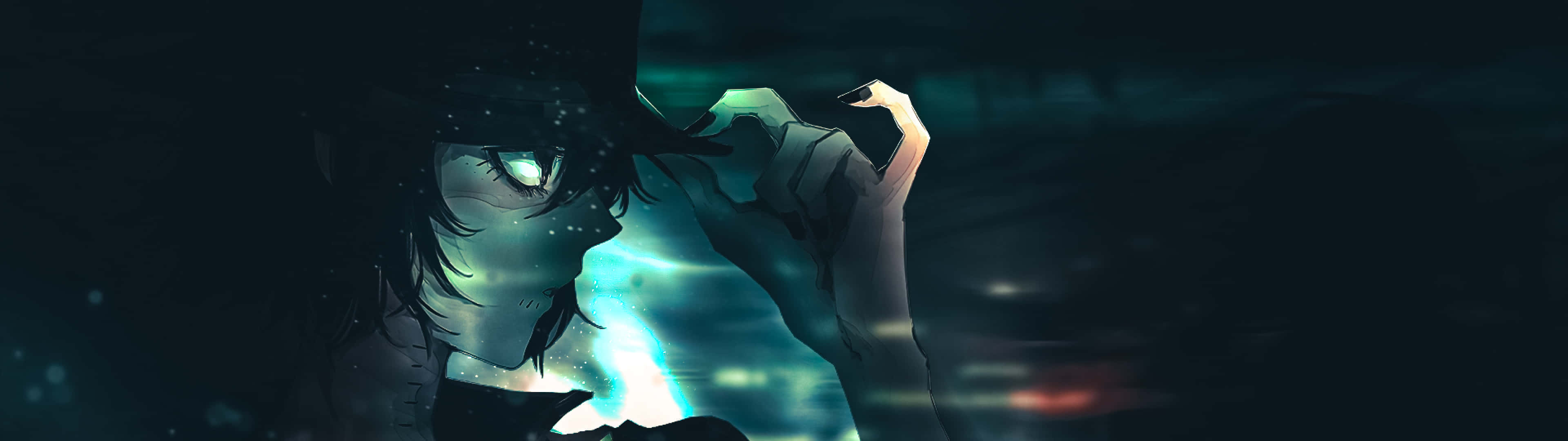 3840x1080 Anime Green And Black Background