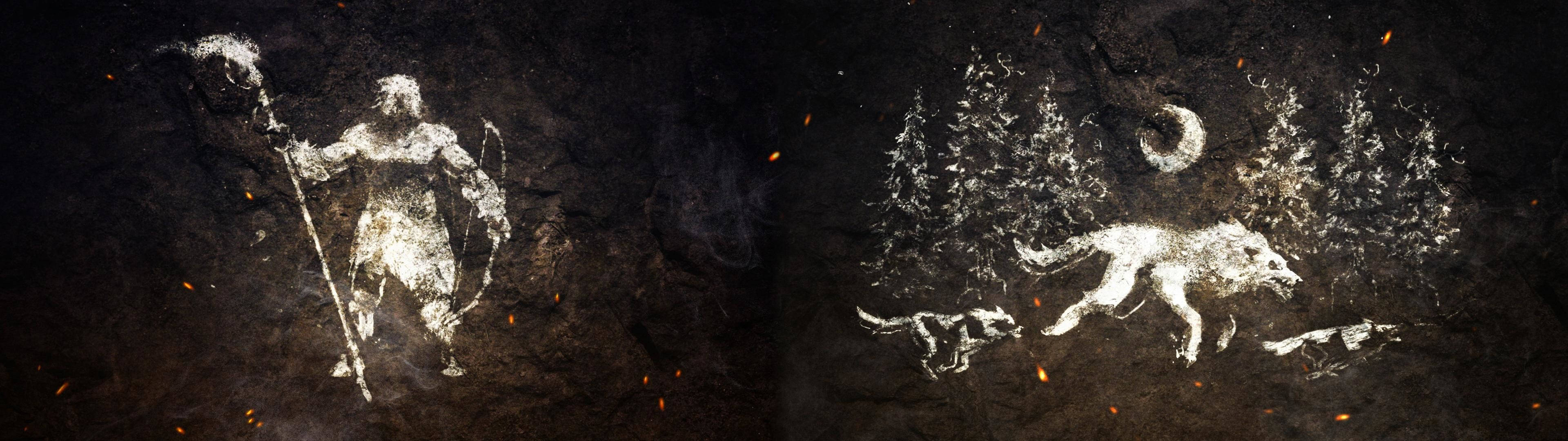 3840x1080 Hd Dual Monitor Cave Art Background