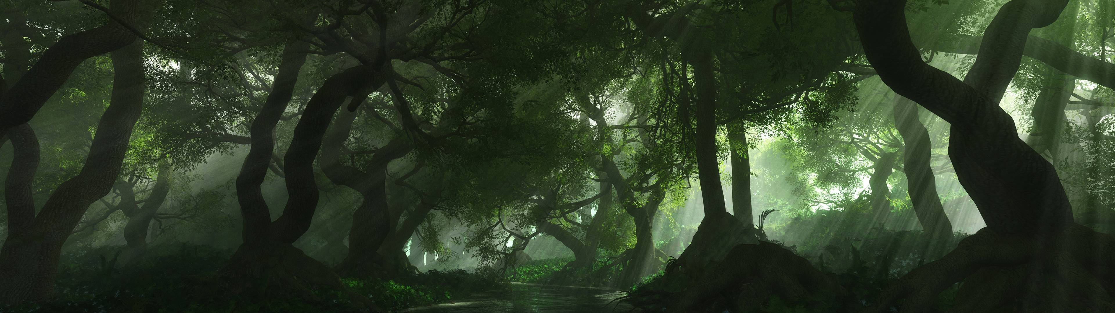 3840x1080 Hd Dual Monitor Forest Background