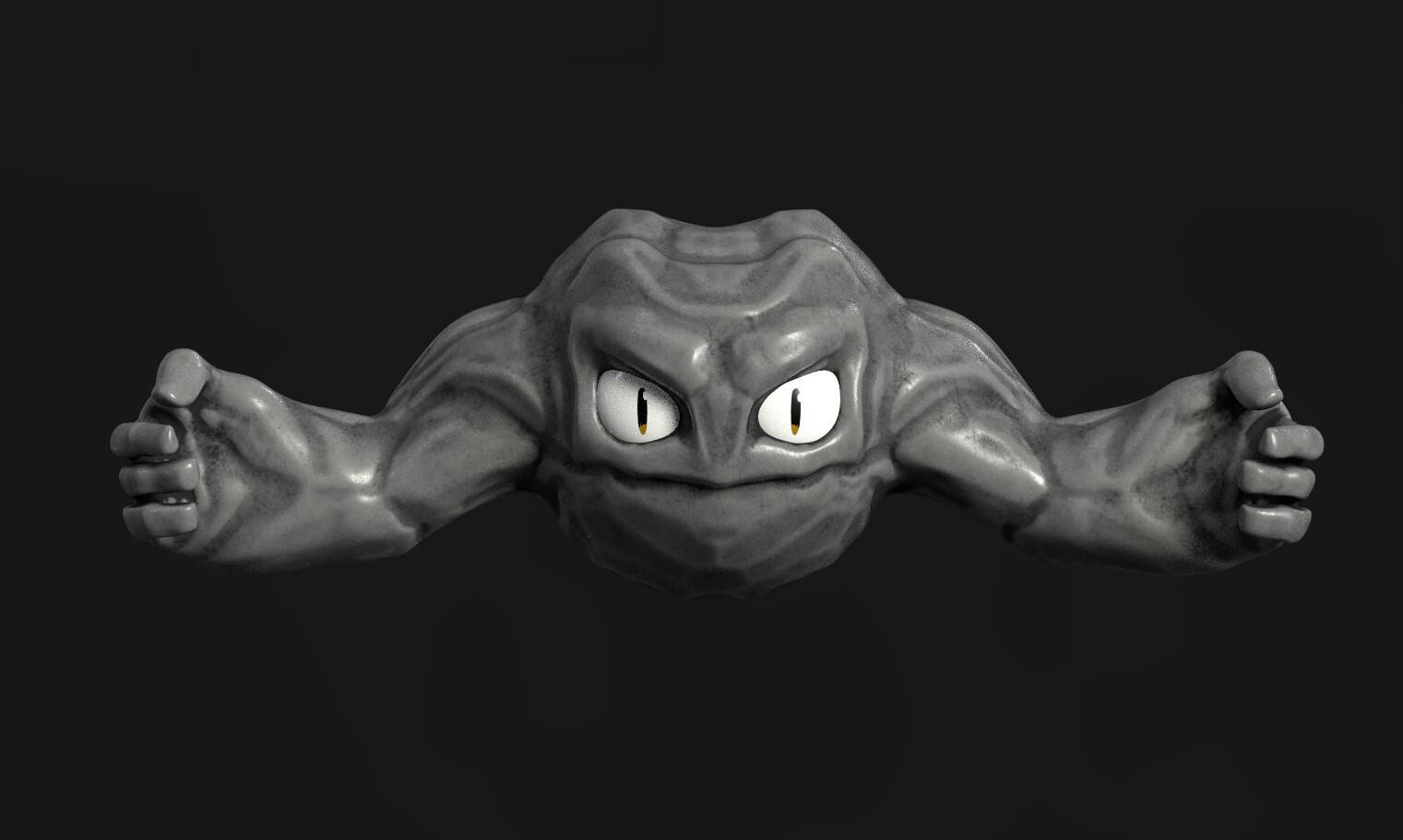 3d Animated Geodude From Pokemon Showcasing Strength