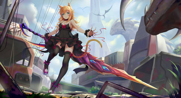 3d Anime Cat Girl In 8k Background