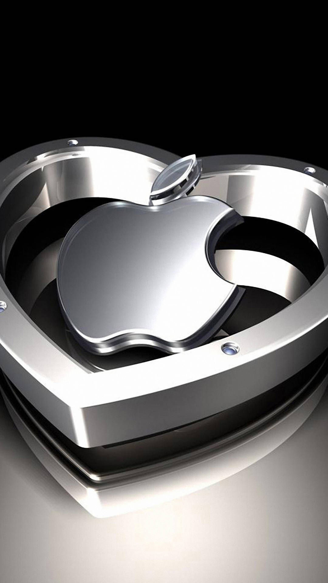 3d Apple Iphone Logo With Heart Background