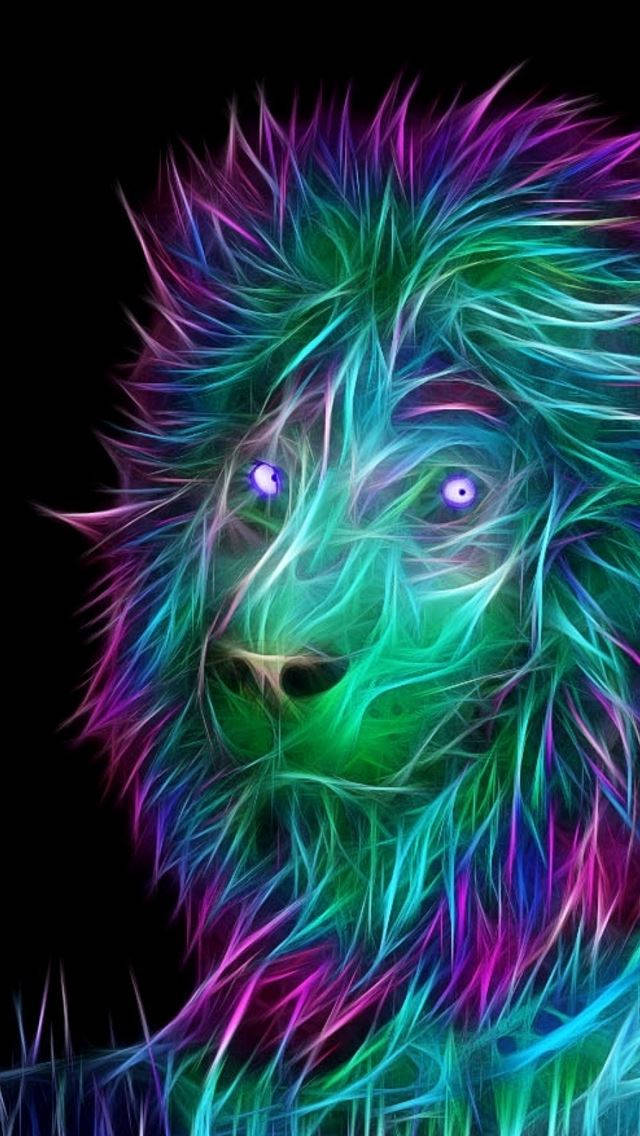 3d Apple Iphone Outlined Lion Background