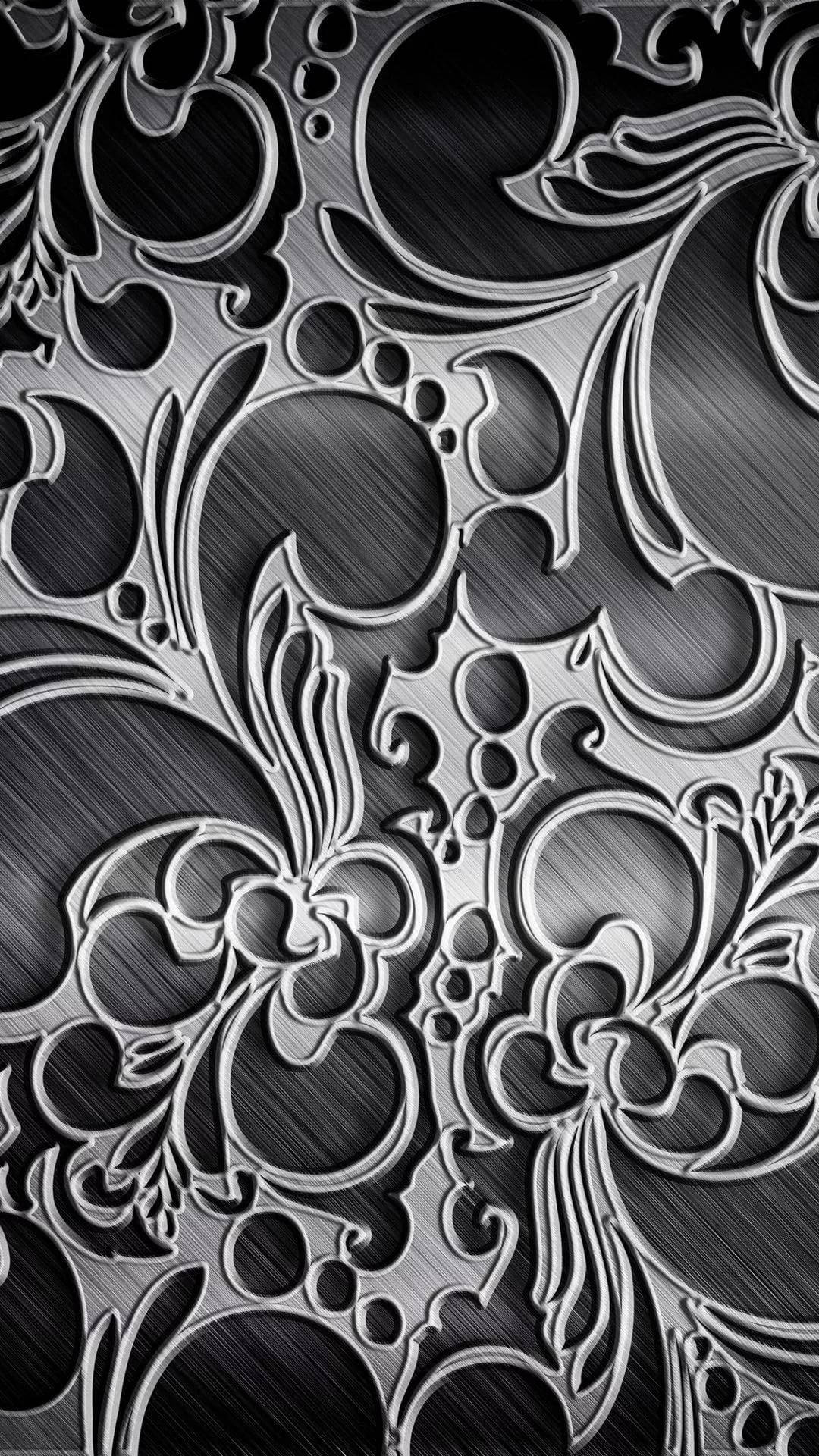 3d Apple Iphone Silver Filigree Background