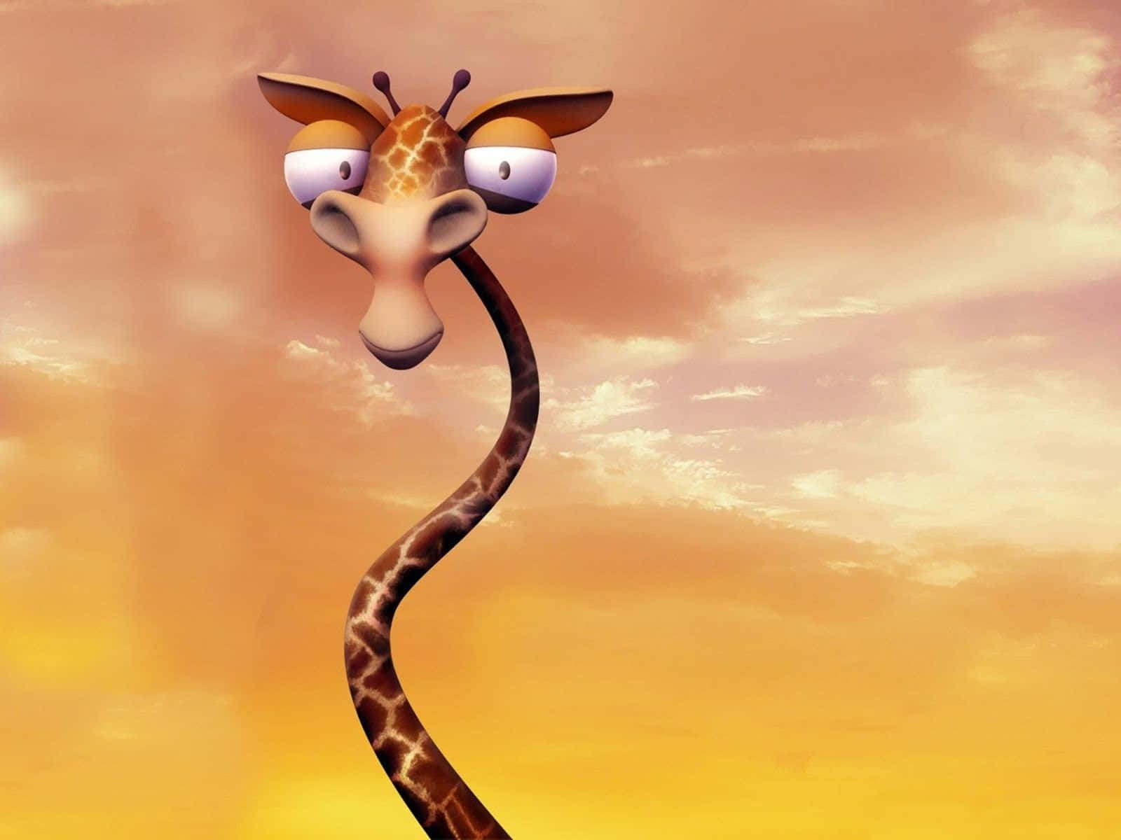 3d Art Funny Giraffe With Thin Neck Background