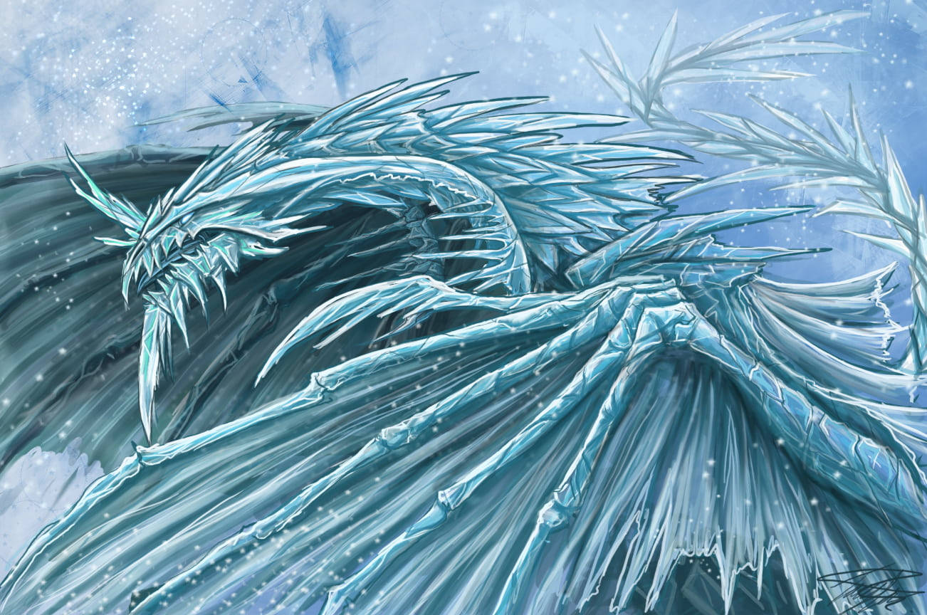 3d Art Of Ice Dragon Background