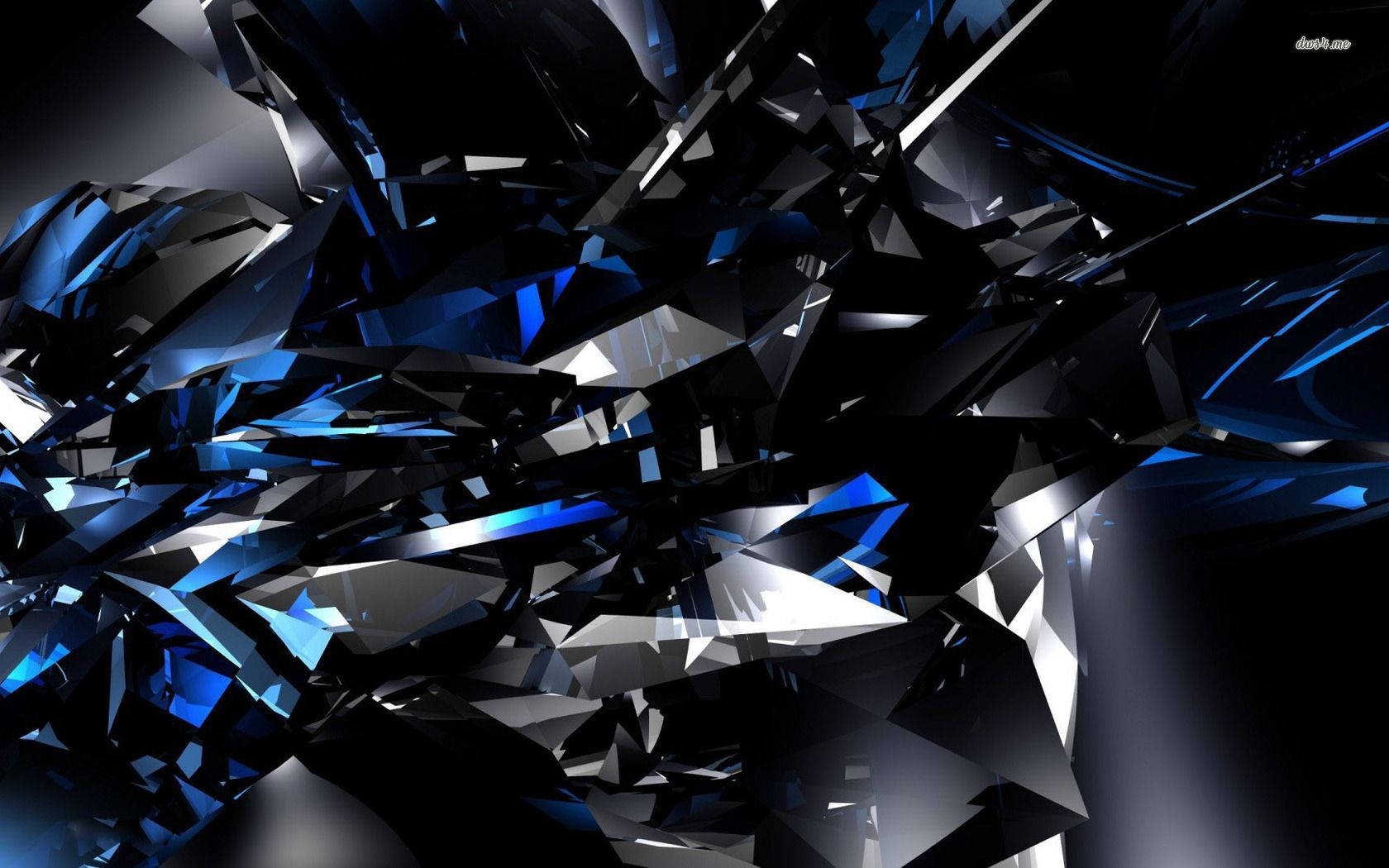 3d Black And Blue Crystals Background