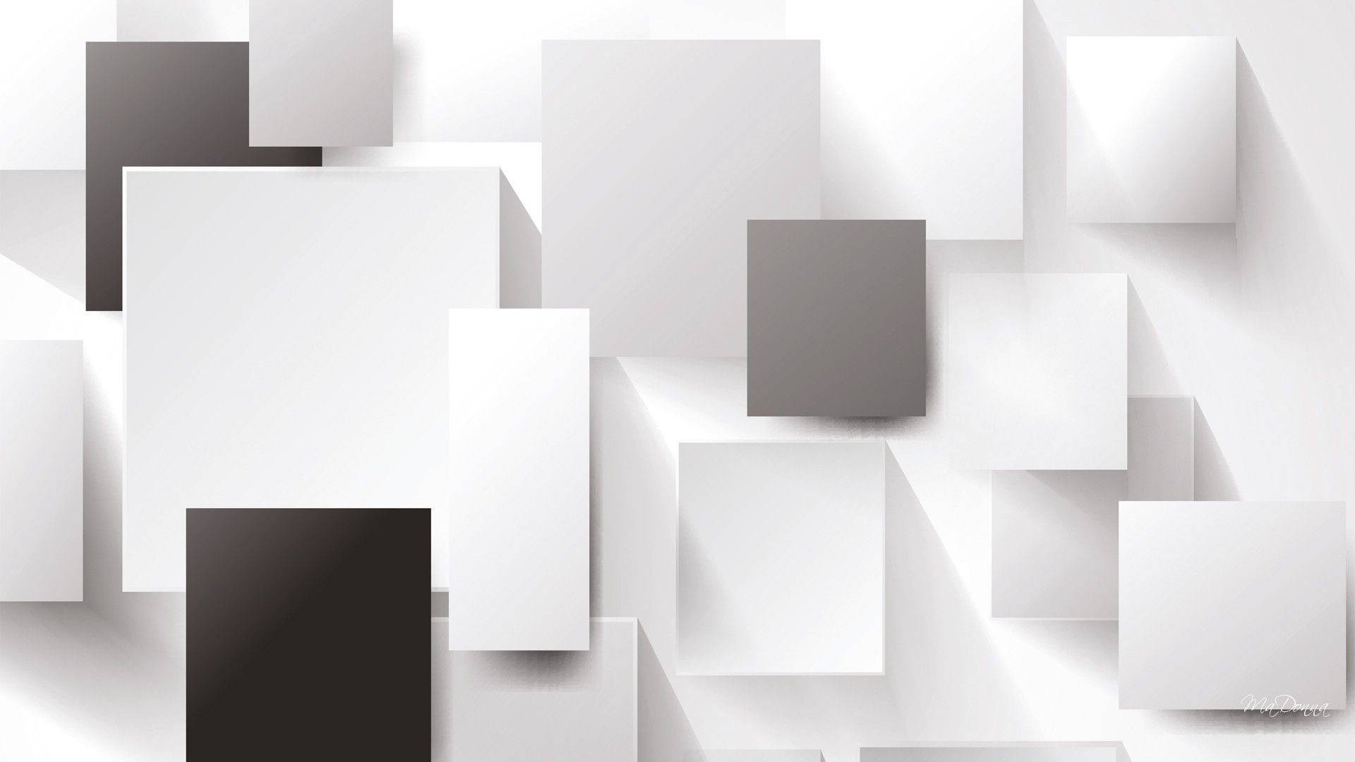 3d Black And White Squares And Rectangles Background