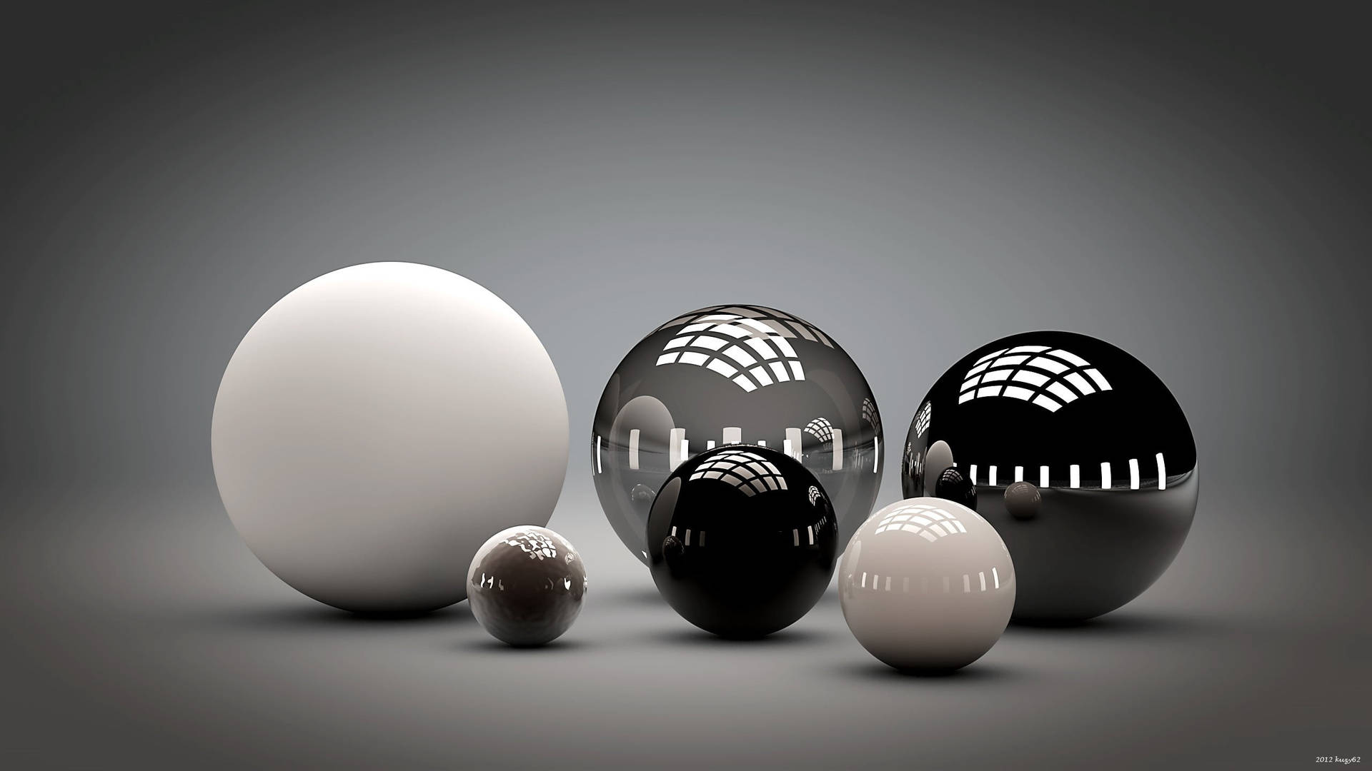 3d Black White Balls Background