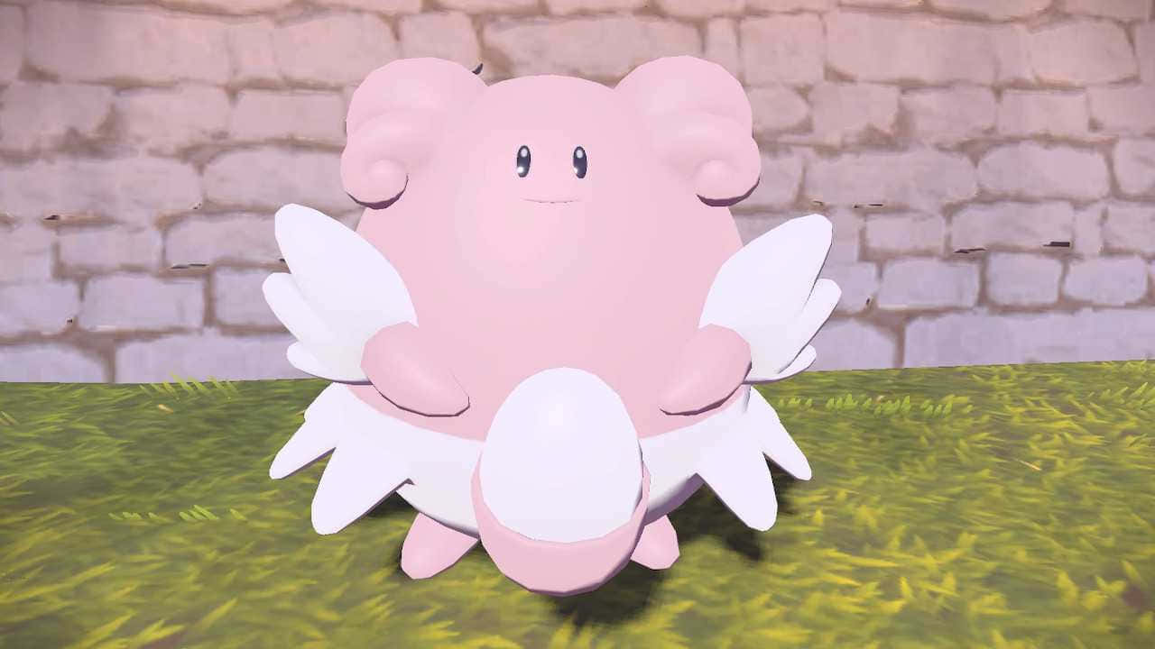 3d Blissey Standing Near Wall Background