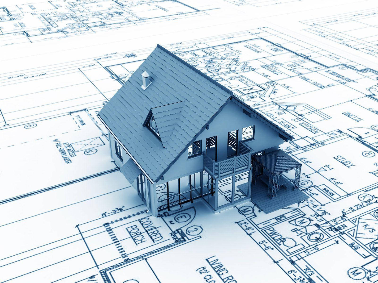 3d Blueprint Of A Residential Construction Plan Background