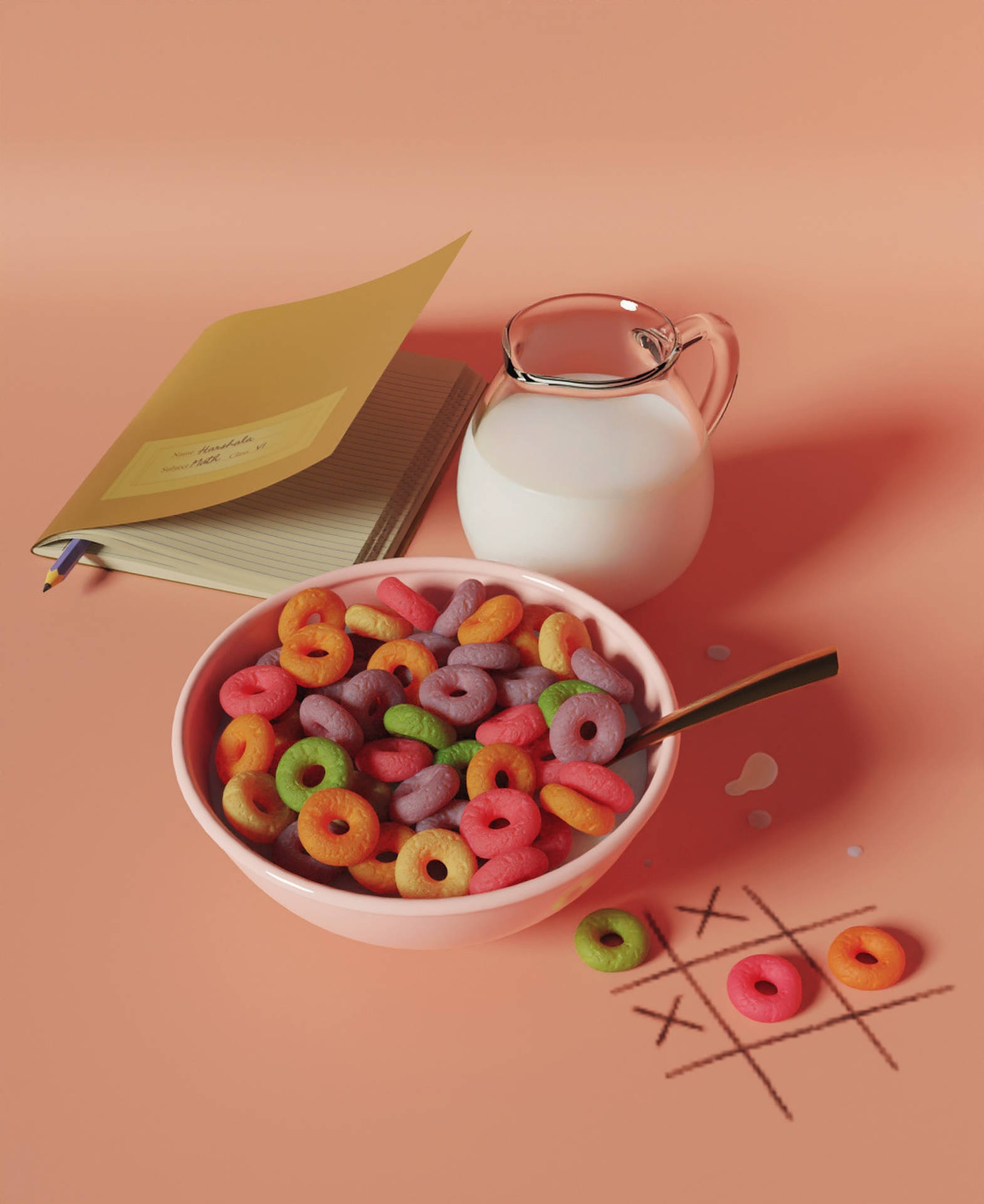 3d Breakfast Cereal Background