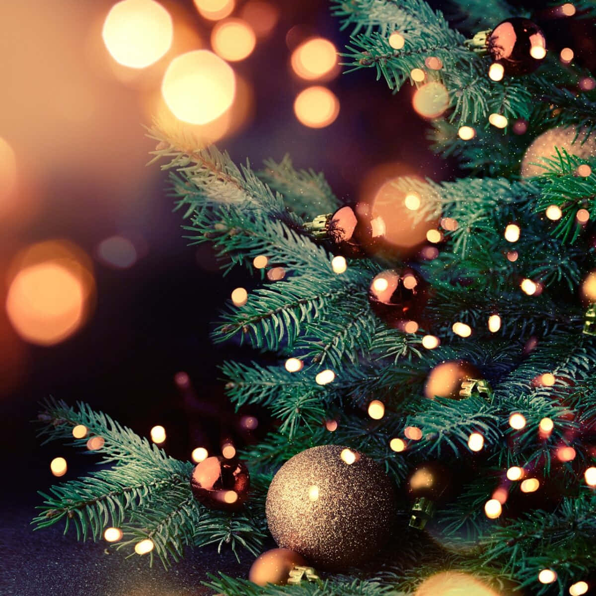 3d Christmas Scene With Sparkling Decorations And Gifts Background