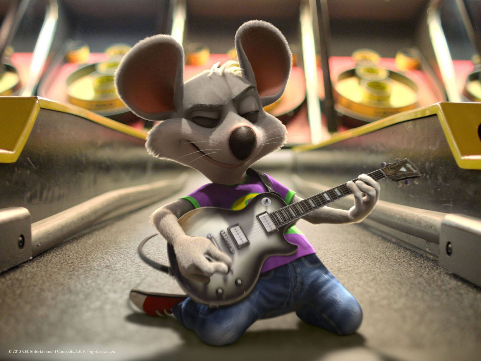 3d Chuck E Cheese Playing Guitar Background