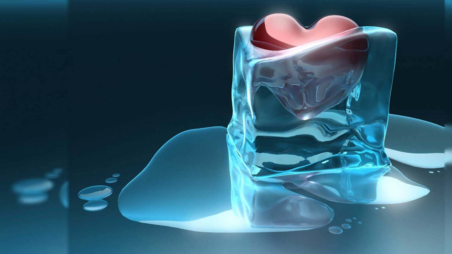 3d Cold Ice Heart Background