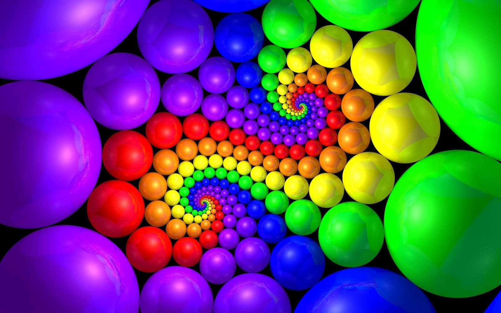 3d Colorful Balls In Swirling Design Background