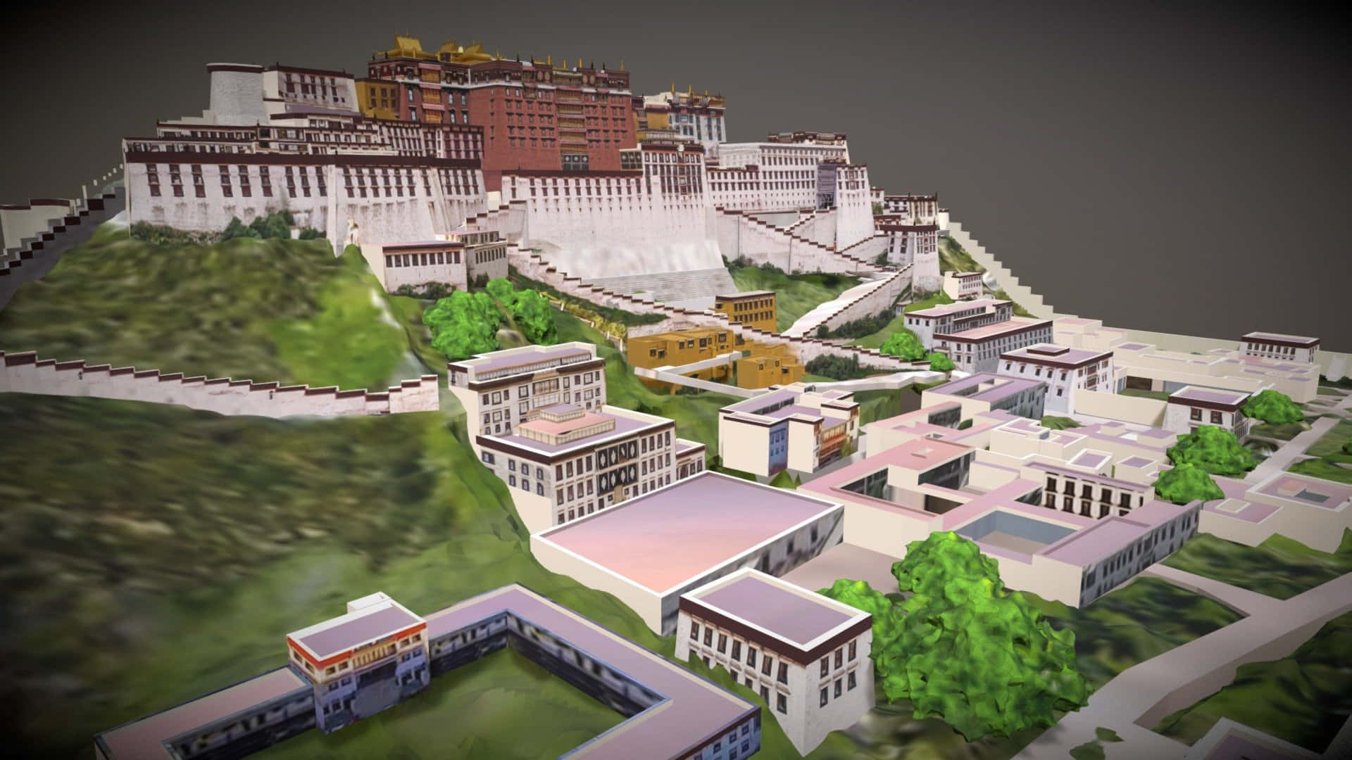 3d Design Of Potala Palace In Lhasa Background