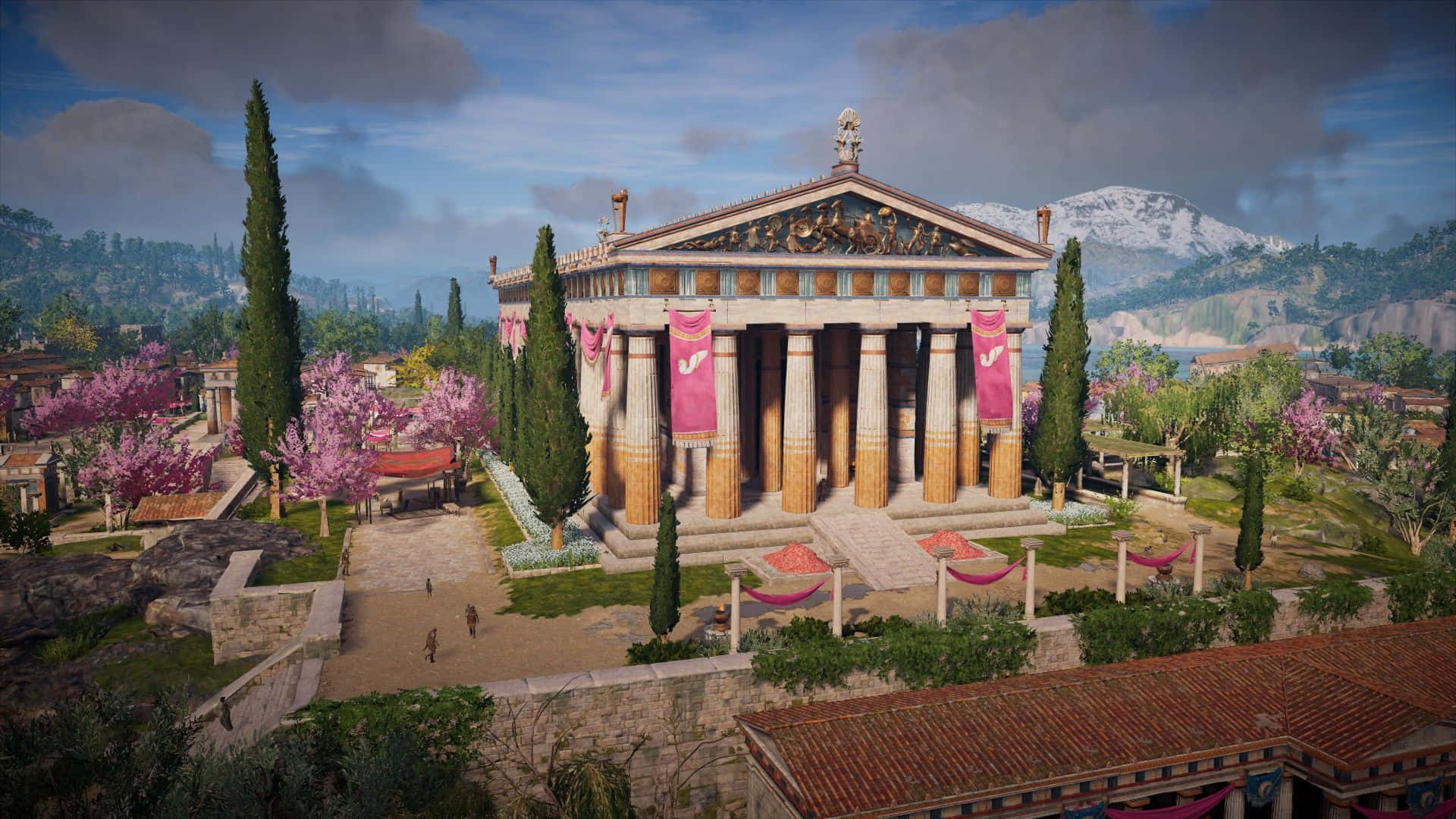 3d Design Of Temple Of Apollo Background