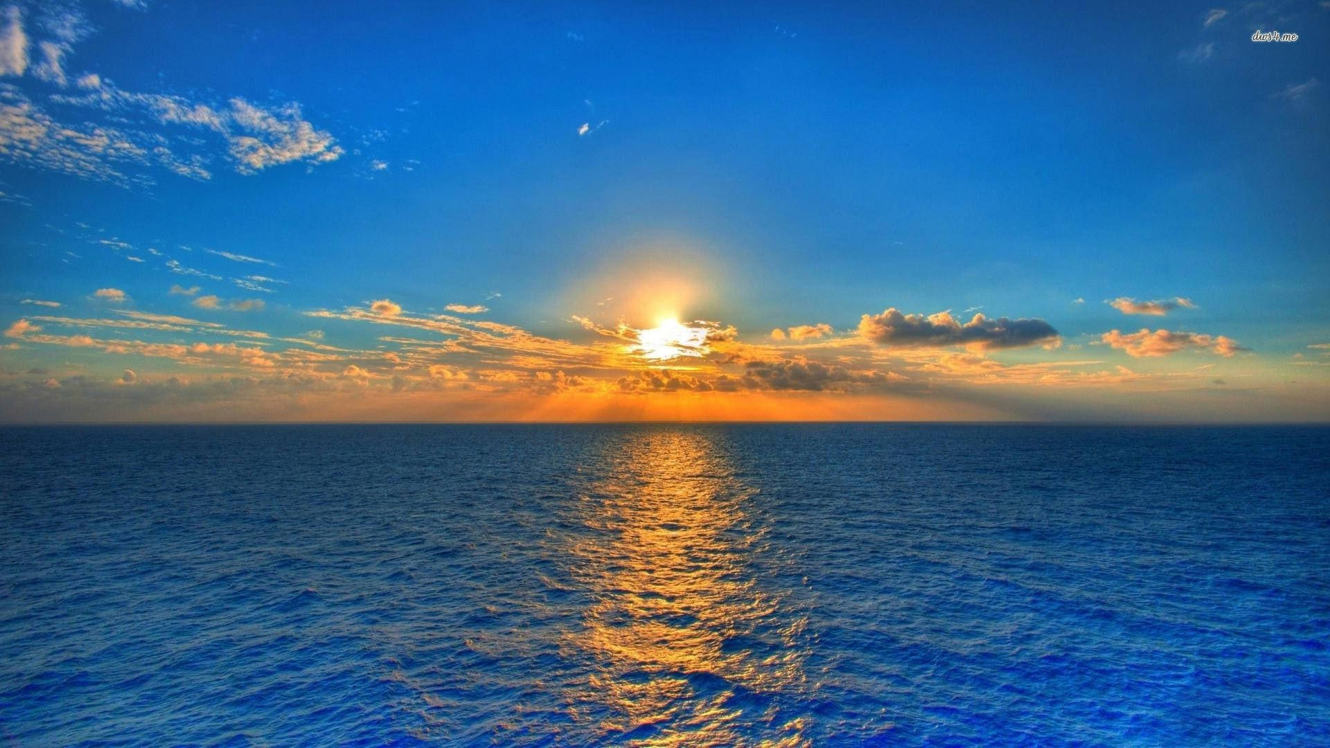 3d Desktop Ocean Sky Sunset Background