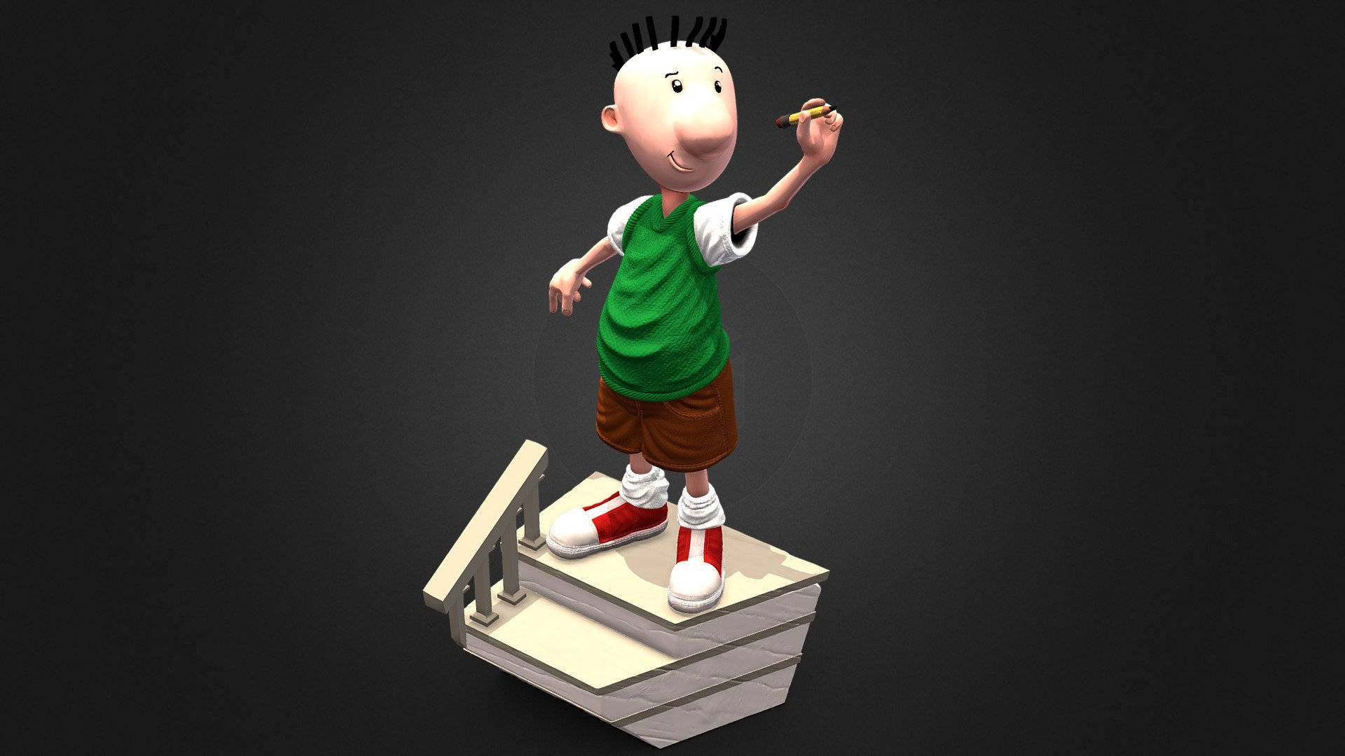 3d Doug In Stairs Background