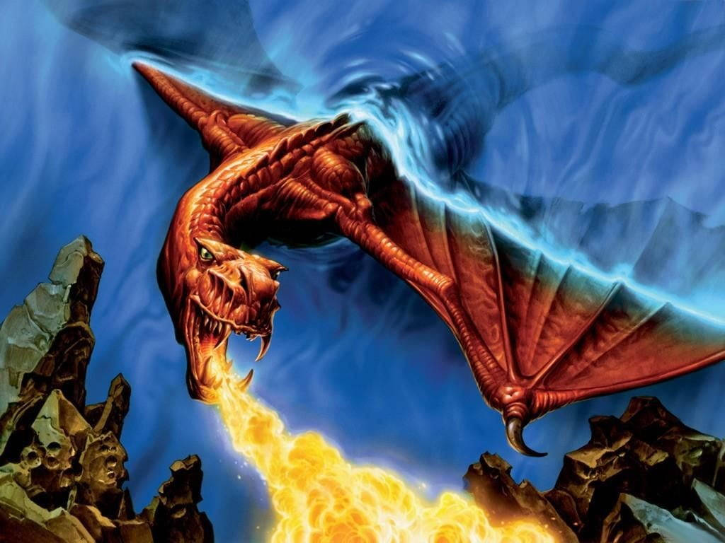 3d Dragon Breathing Fire Background