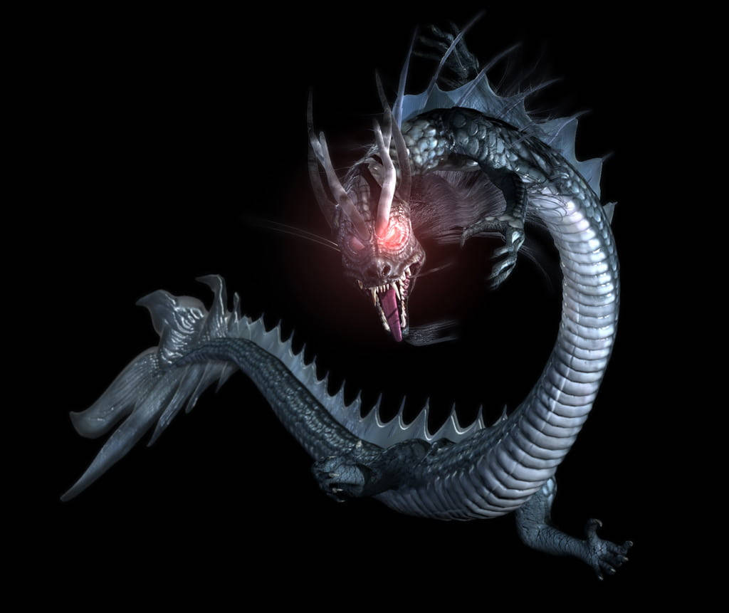 3d Dragon With Red Eyes Background