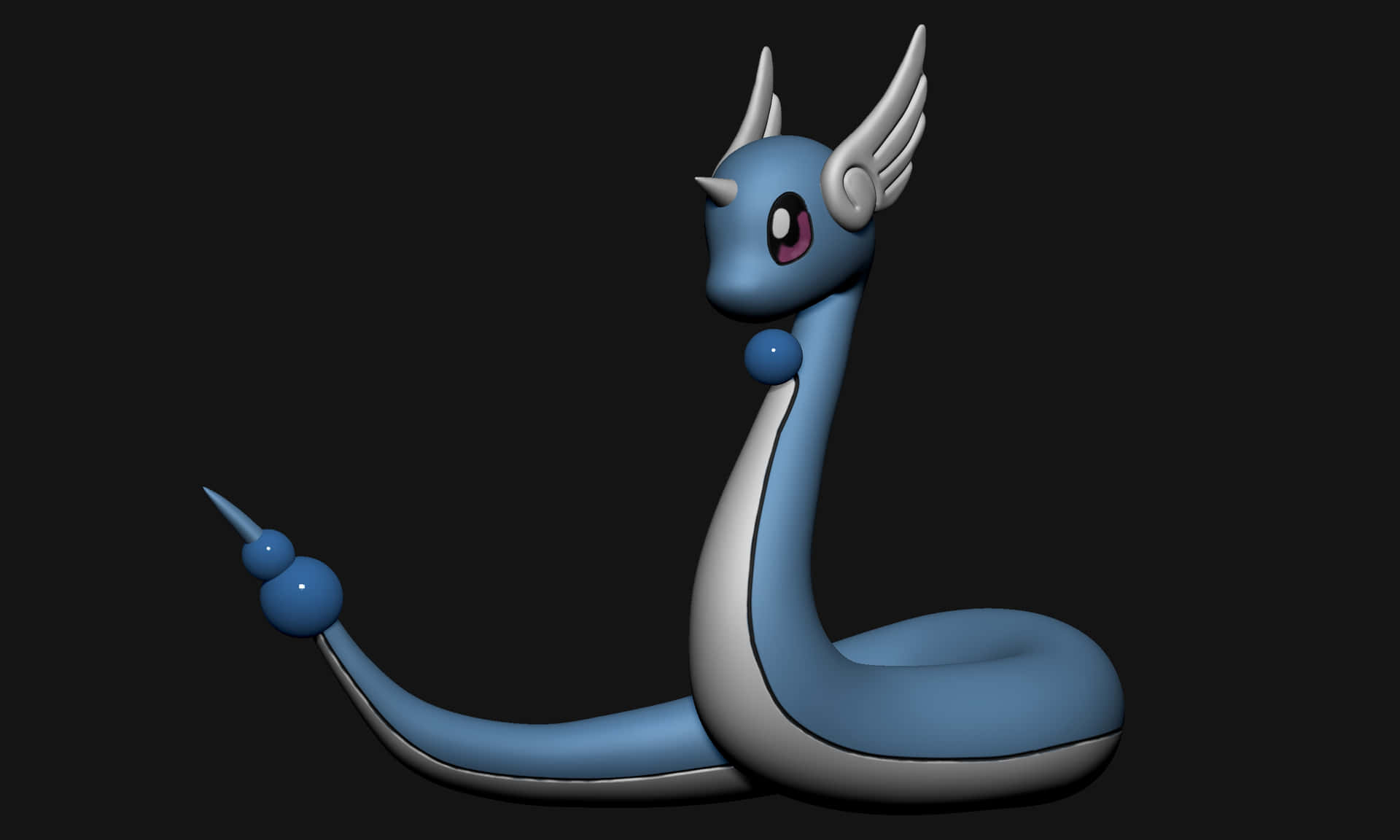 3d Dragonair Pokemon On Black Background Background