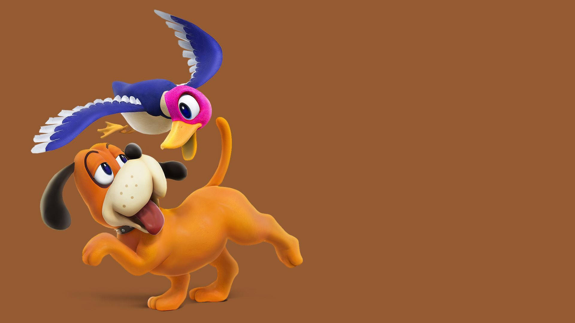 3d Duck Hunt Duo On Brown Background Background
