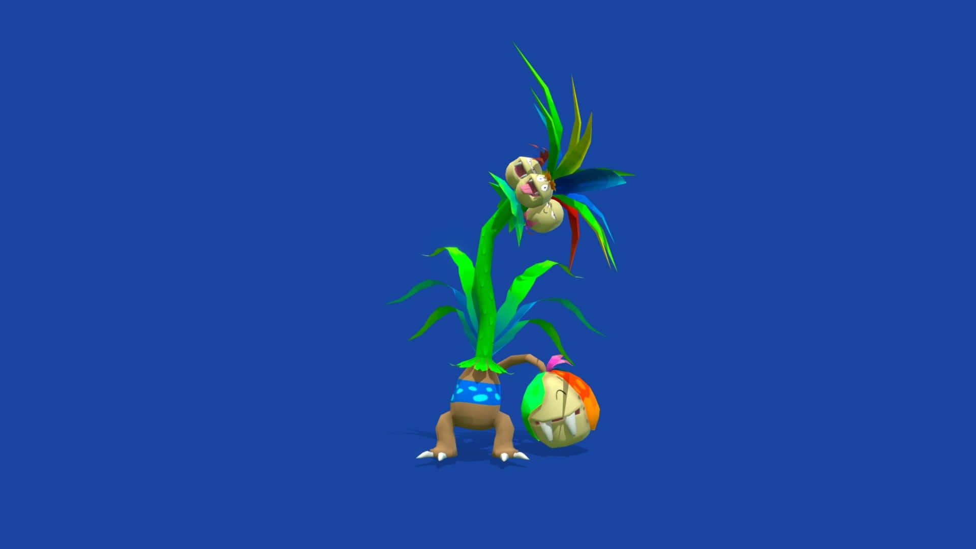 3d Exeggutor In Plain Blue Backdrop Background