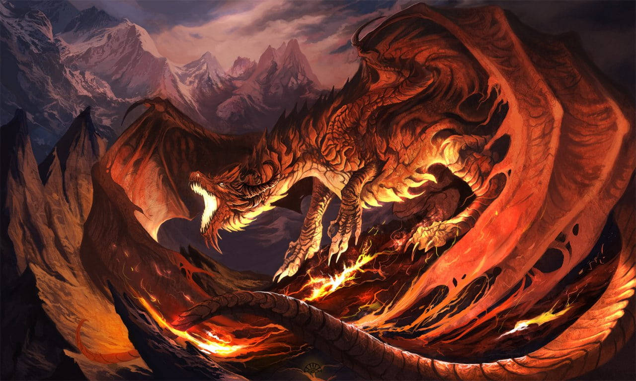 3d Fiery Dragon Illustration Background