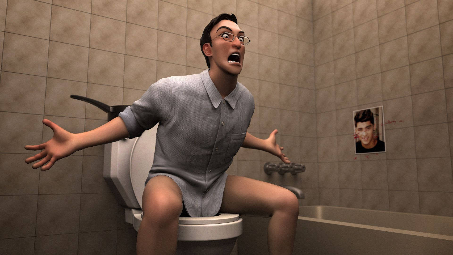 3d Filthy Frank On Toilet Background