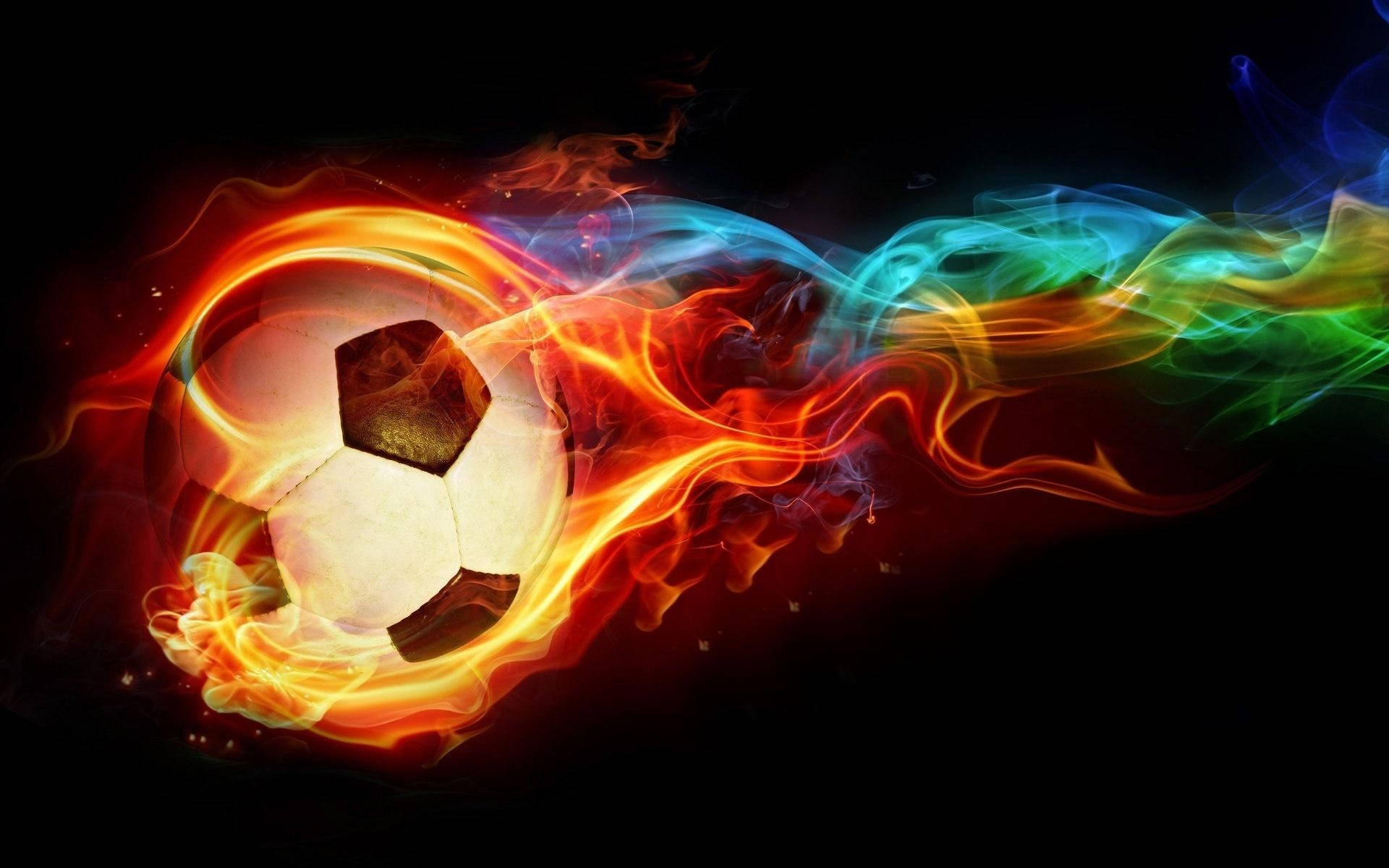 3d Flaming Soccer Ball On An Android Phone Background