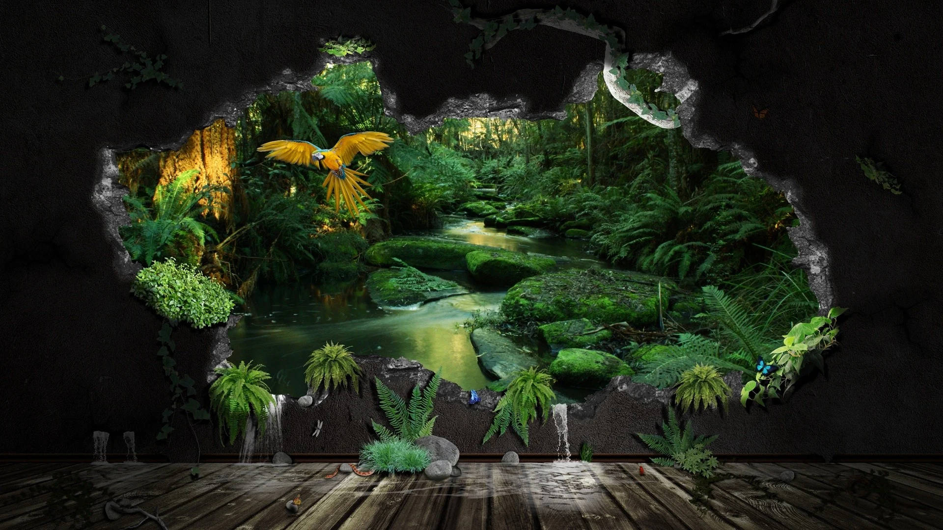 3d Forest View Wall Painting
