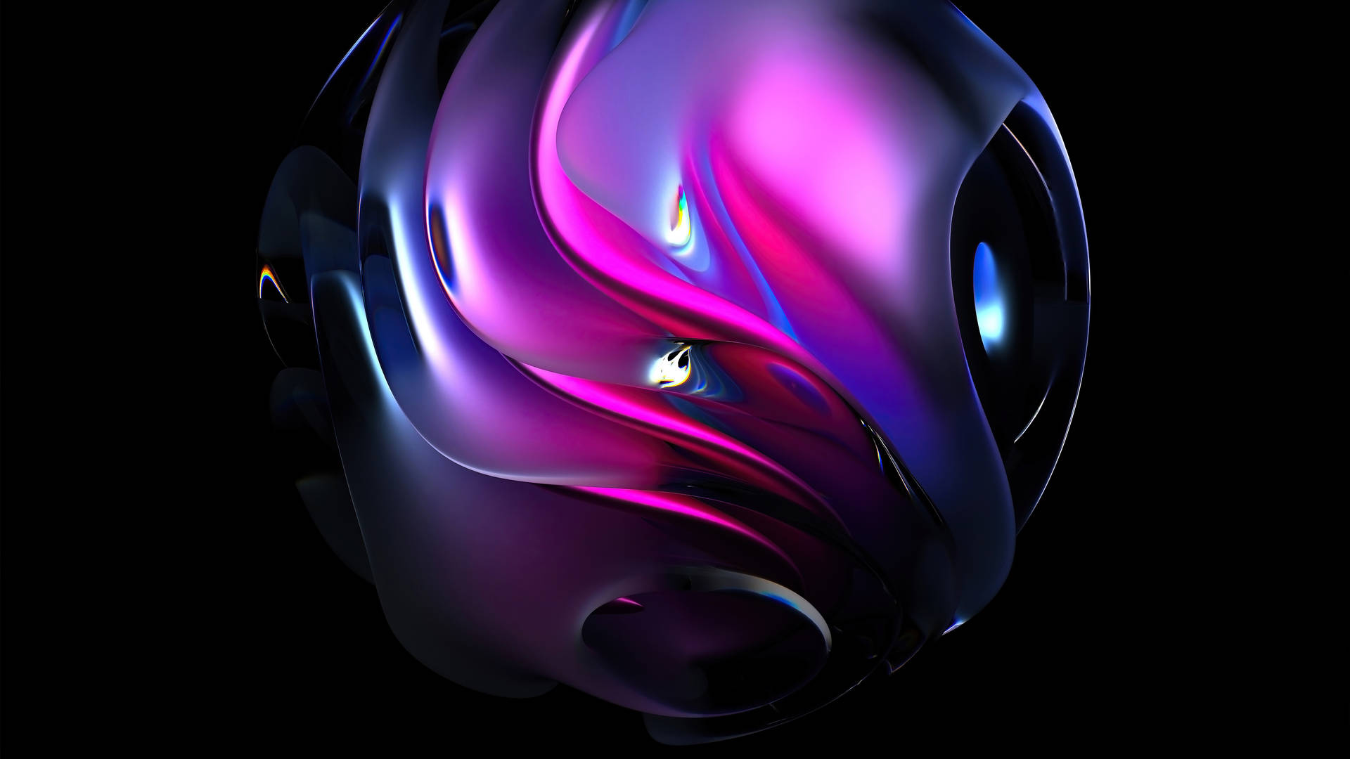 3d Glass Sphere Psychedelic 4k Background