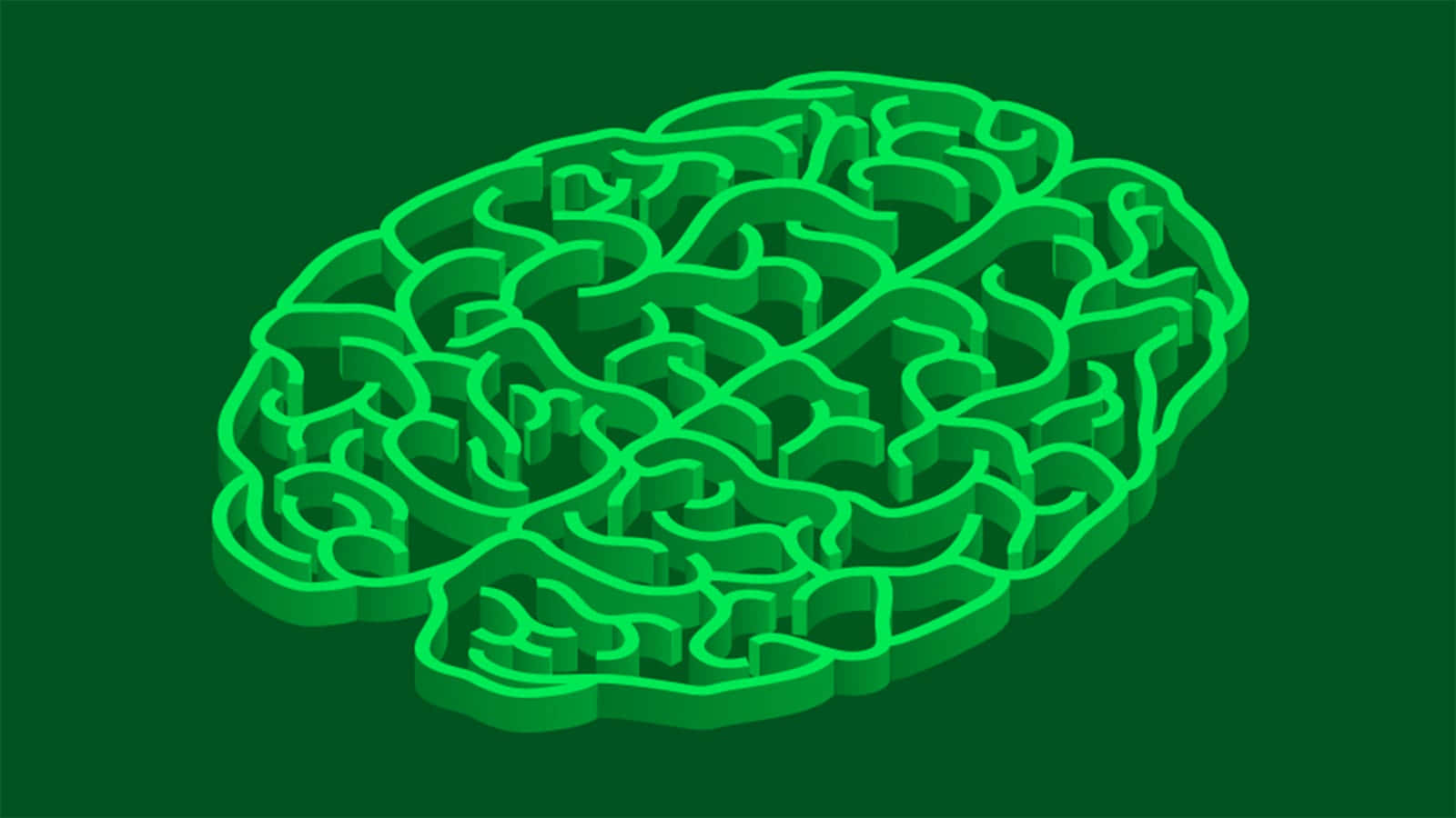 3d Green Brain On A Green Background