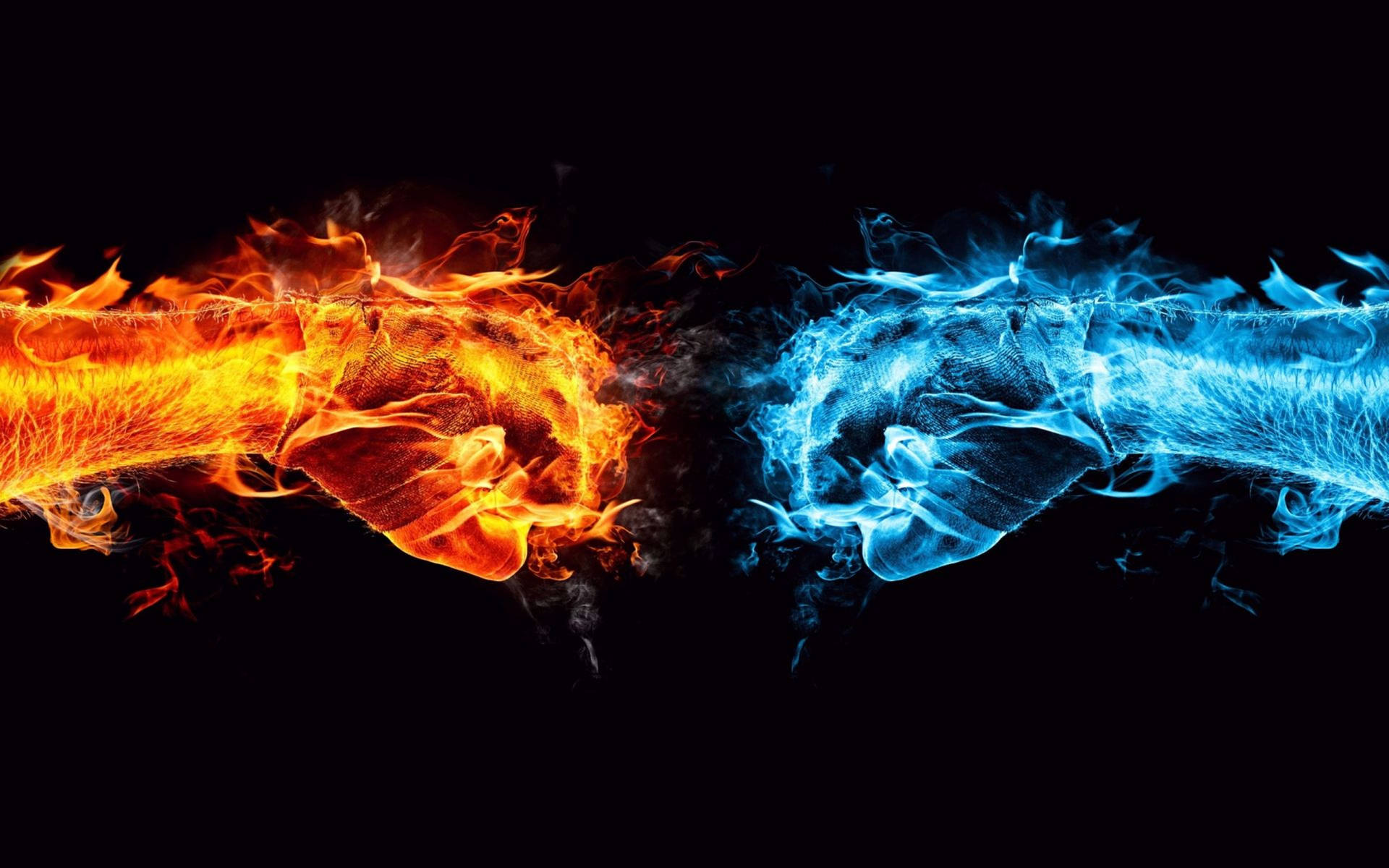 3d Hd Fire And Ice Fists Background