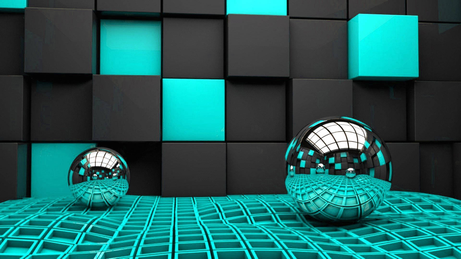3d Hd Geometrical Blocks And Spheres Abstract Background