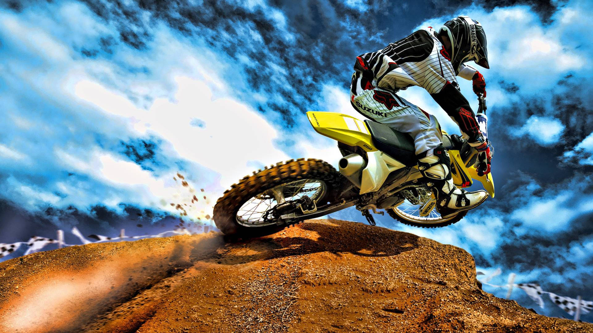 3d Hd Motorbike Sports On Desert Dunes Background