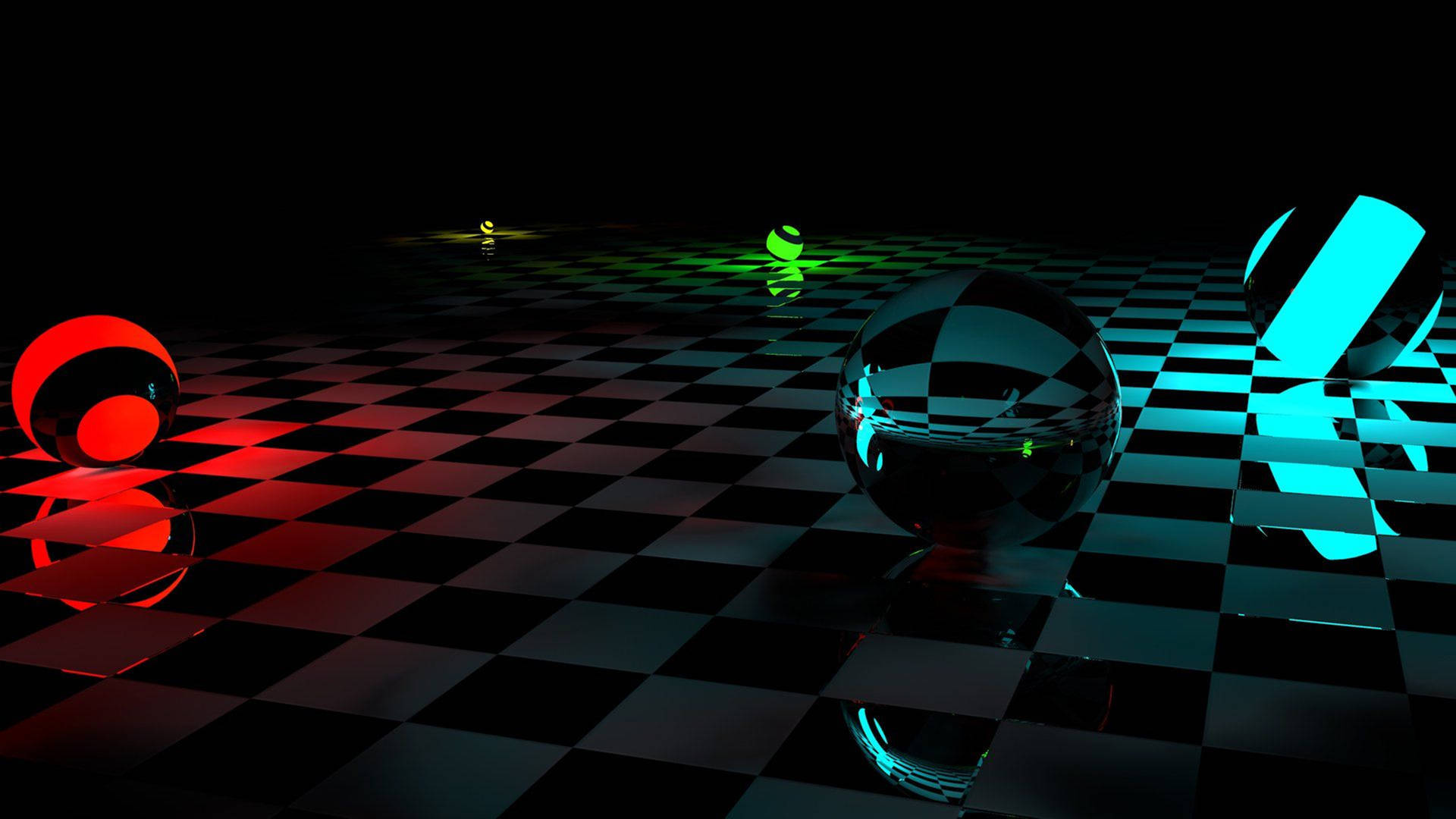 3d Hd Speres On Checkers Background