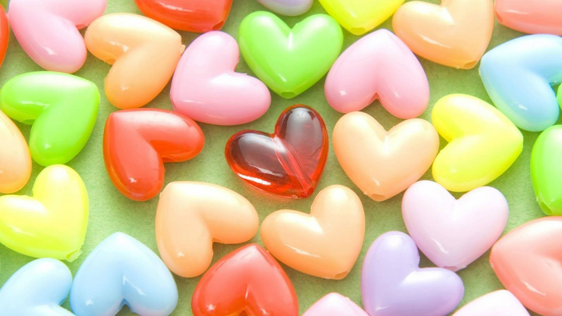 3d Hearts Love Full Hd Background