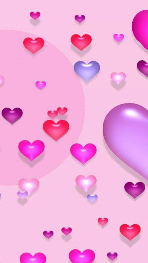 3d Hearts Pink Iphone Background