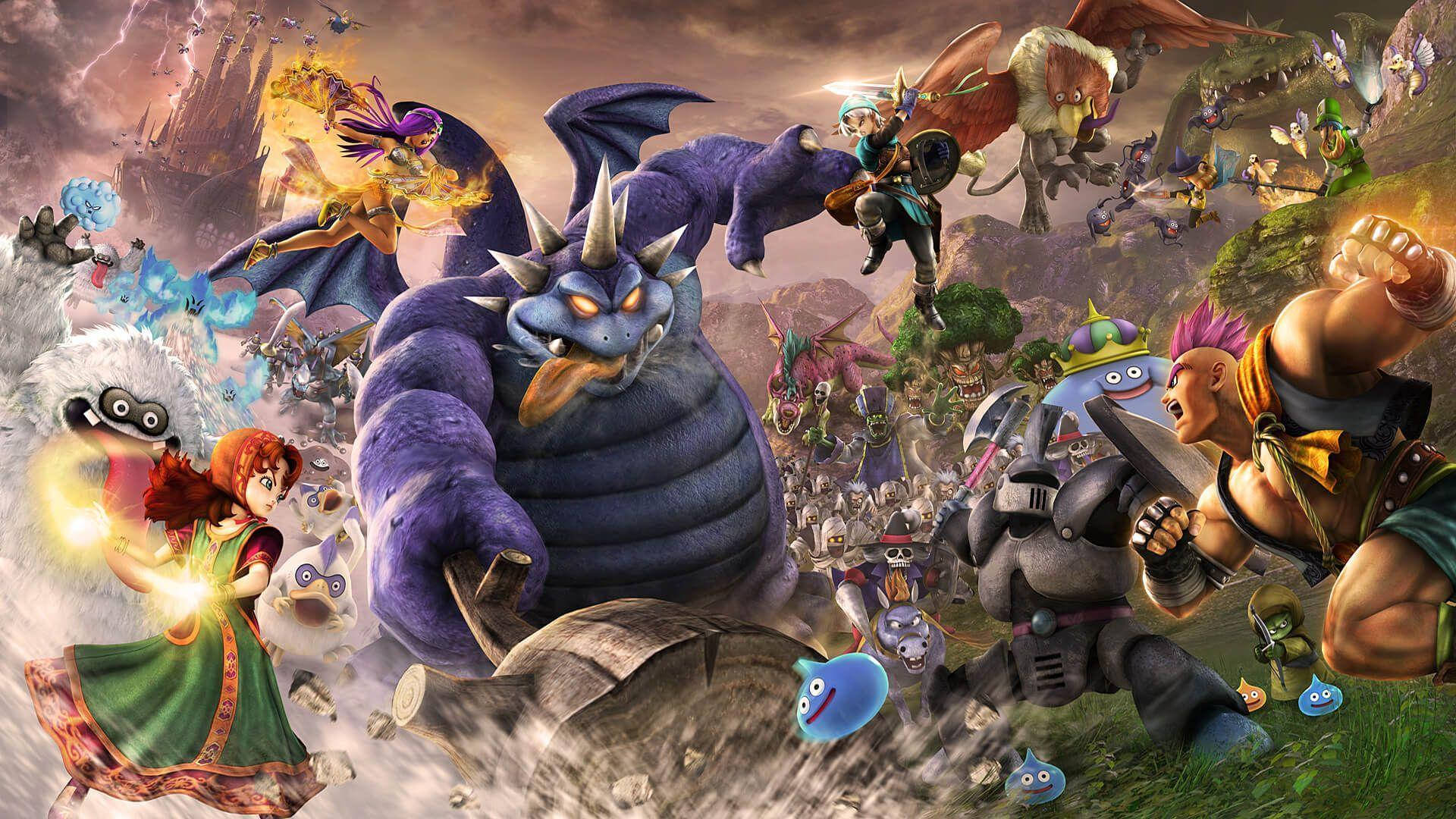 3d Heroes Battling Dragon Quest Monsters Background