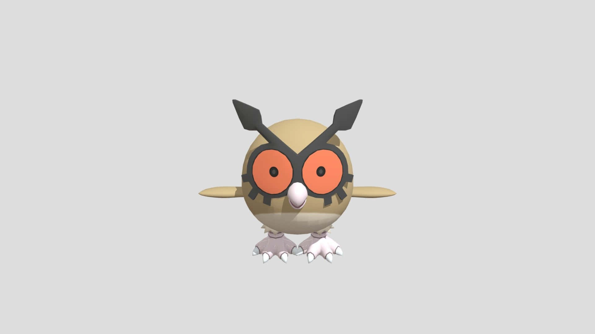 3d Hoothoot On Gray Background Background