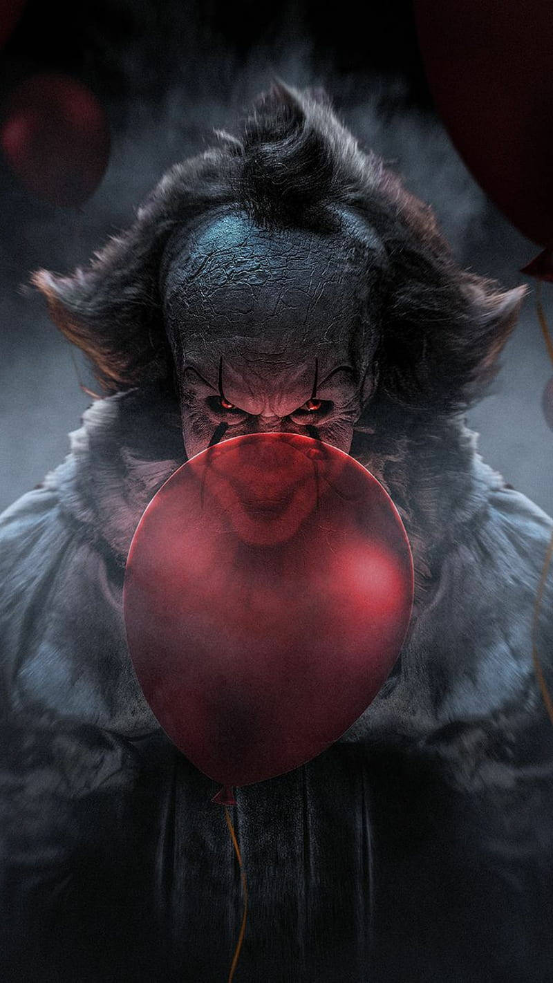 3d Horror Pennywise With Red Balloon