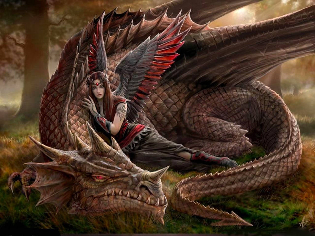 3d Illustration Of A Dragon Rider