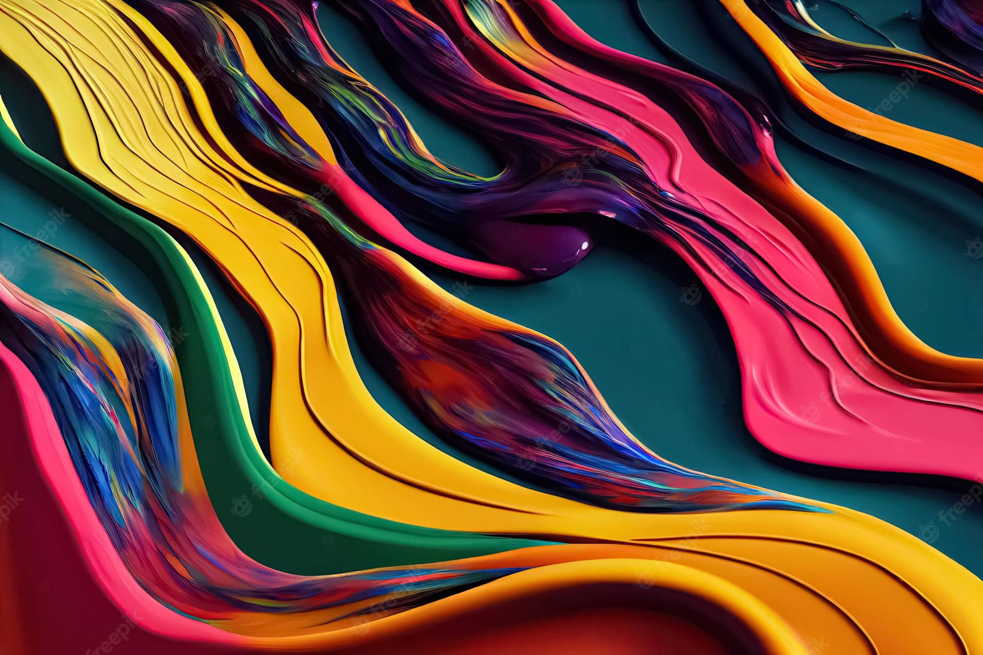 3d Illustration Of Volatile Paint Streaks Background