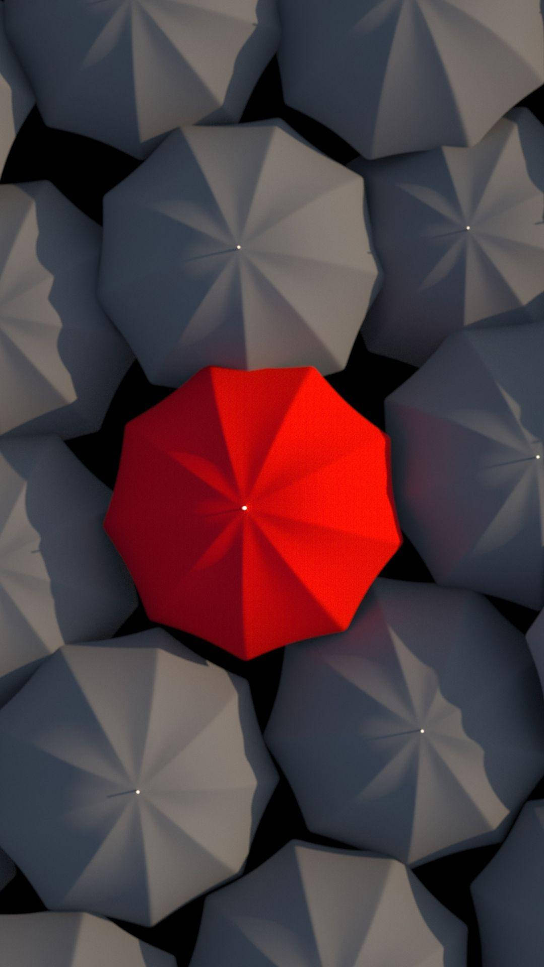 3d Iphone Black And Red Umbrellas Background