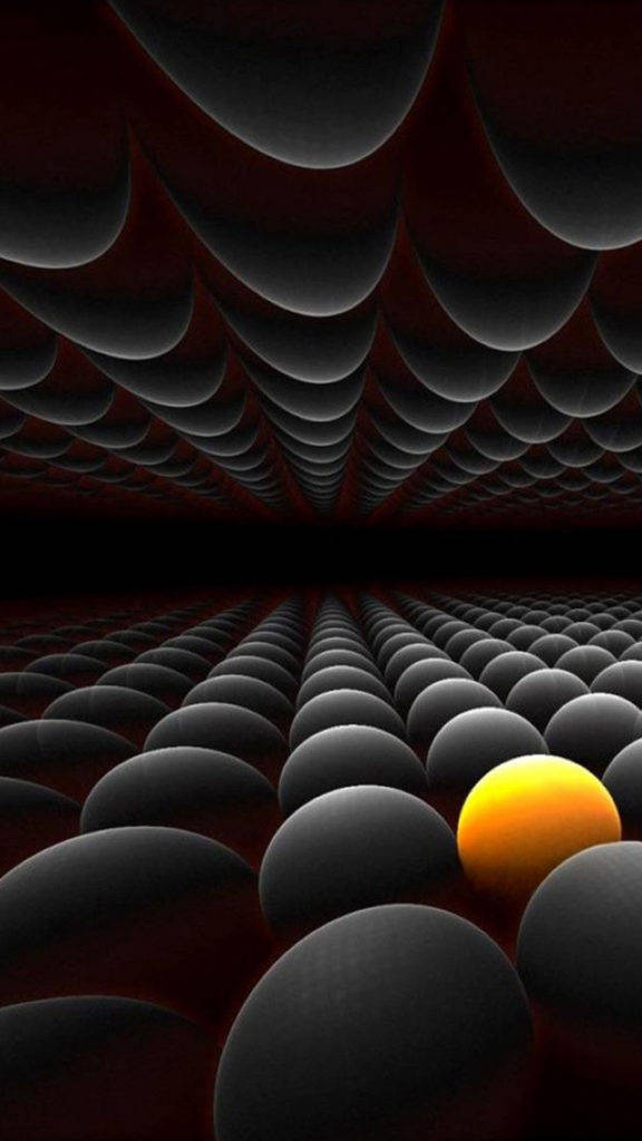 3d Iphone Black And Yellow Spheres Background