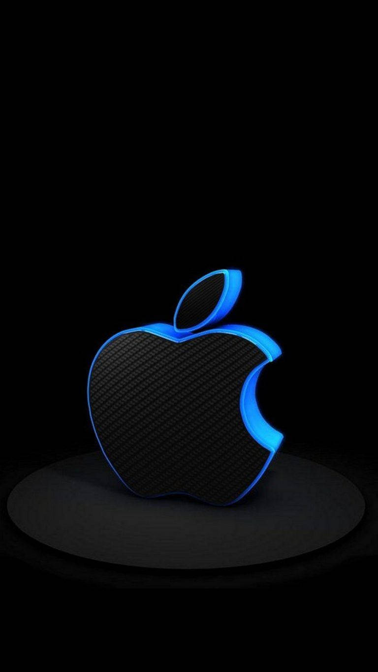 3d Iphone Black Carbon Apple Logo Background