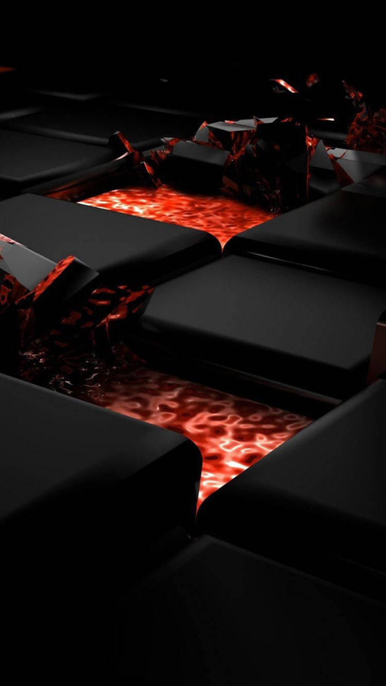 3d Iphone Black Cubes And Lava Background